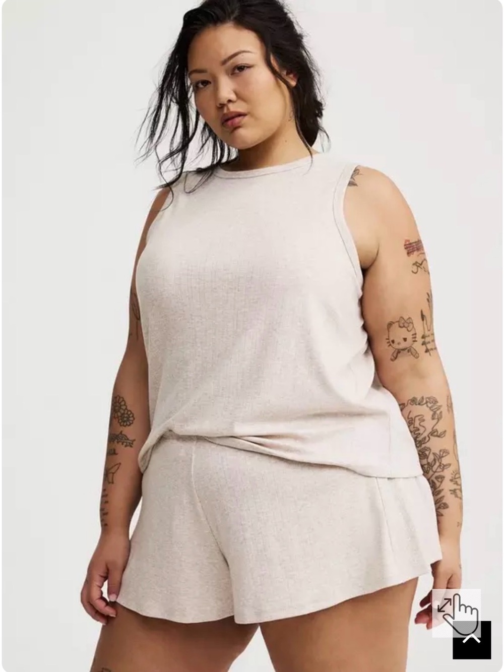 torrid Cream Ribbed Tank & Lounge Shorts Set